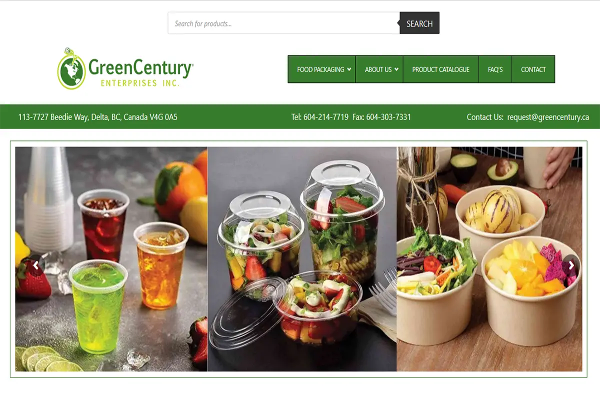 Green Century website design showing product-focused layout created by Fern Web.