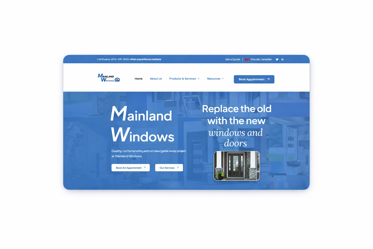 Mainland Windows website redesign and AI-driven SEO layout created by Fern Web.
